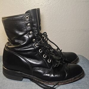 Justin Boots Black Leather Women's Lace-Up Riding Boots Sz 6.